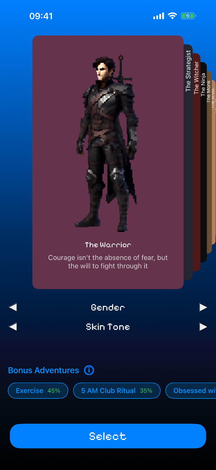 Choose your hero — character selection